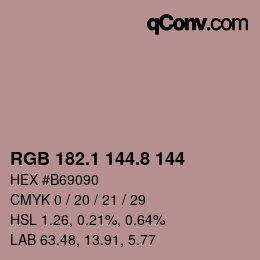 Farbcode: RGB 182.1 144.8 144 | qconv.com