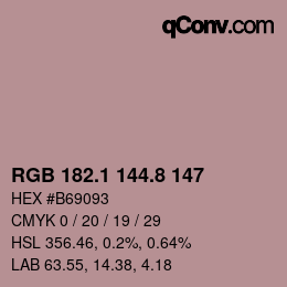 Color code: RGB 182.1 144.8 147 | qconv.com