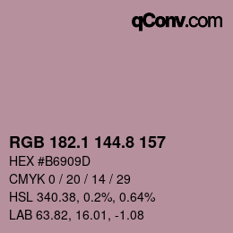 Farbcode: RGB 182.1 144.8 157 | qconv.com