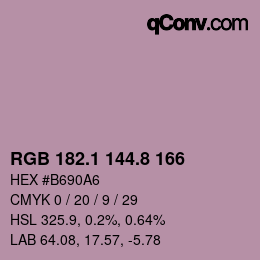 Color code: RGB 182.1 144.8 166 | qconv.com