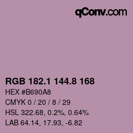 Código de color: RGB 182.1 144.8 168 | qconv.com