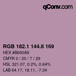 Farbcode: RGB 182.1 144.8 169 | qconv.com
