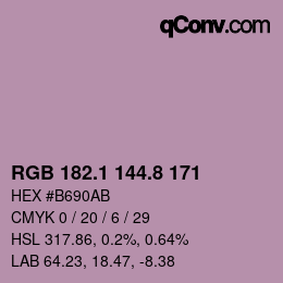 Color code: RGB 182.1 144.8 171 | qconv.com
