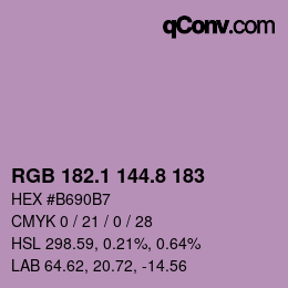 Color code: RGB 182.1 144.8 183 | qconv.com