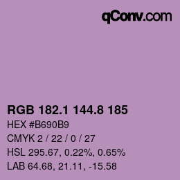 カラーコード: RGB 182.1 144.8 185 | qconv.com