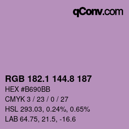 カラーコード: RGB 182.1 144.8 187 | qconv.com