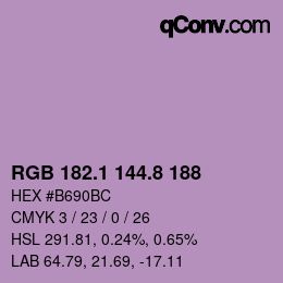 Color code: RGB 182.1 144.8 188 | qconv.com