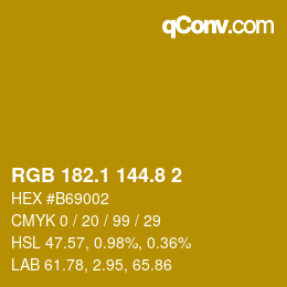 カラーコード: RGB 182.1 144.8 2 | qconv.com