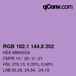 カラーコード: RGB 182.1 144.8 202 | qconv.com