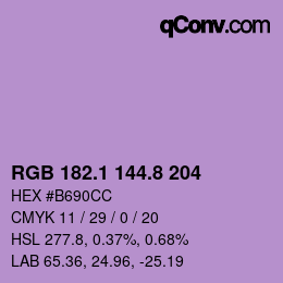 カラーコード: RGB 182.1 144.8 204 | qconv.com
