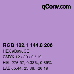カラーコード: RGB 182.1 144.8 206 | qconv.com