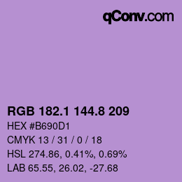 カラーコード: RGB 182.1 144.8 209 | qconv.com