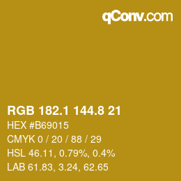 カラーコード: RGB 182.1 144.8 21 | qconv.com