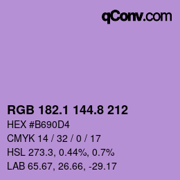 カラーコード: RGB 182.1 144.8 212 | qconv.com