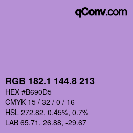 カラーコード: RGB 182.1 144.8 213 | qconv.com
