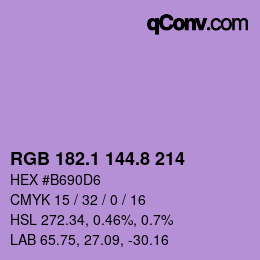 カラーコード: RGB 182.1 144.8 214 | qconv.com
