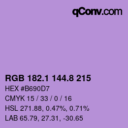 カラーコード: RGB 182.1 144.8 215 | qconv.com
