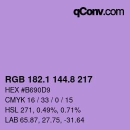 カラーコード: RGB 182.1 144.8 217 | qconv.com