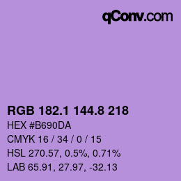 カラーコード: RGB 182.1 144.8 218 | qconv.com