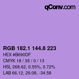カラーコード: RGB 182.1 144.8 223 | qconv.com