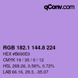カラーコード: RGB 182.1 144.8 224 | qconv.com