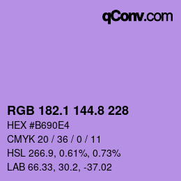 カラーコード: RGB 182.1 144.8 228 | qconv.com