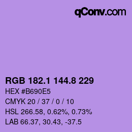 カラーコード: RGB 182.1 144.8 229 | qconv.com