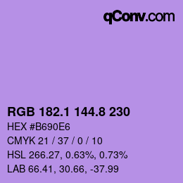 カラーコード: RGB 182.1 144.8 230 | qconv.com