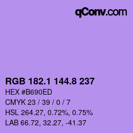 カラーコード: RGB 182.1 144.8 237 | qconv.com