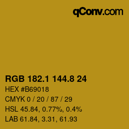 カラーコード: RGB 182.1 144.8 24 | qconv.com