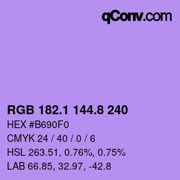 カラーコード: RGB 182.1 144.8 240 | qconv.com