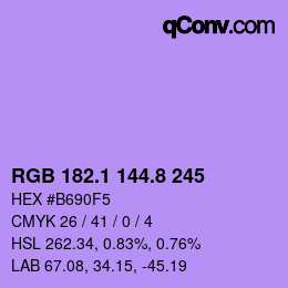 カラーコード: RGB 182.1 144.8 245 | qconv.com