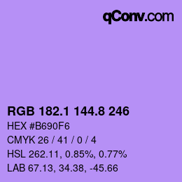 カラーコード: RGB 182.1 144.8 246 | qconv.com