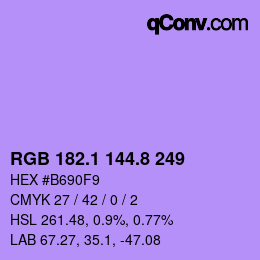 カラーコード: RGB 182.1 144.8 249 | qconv.com