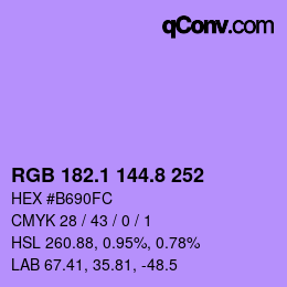 カラーコード: RGB 182.1 144.8 252 | qconv.com