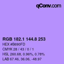 カラーコード: RGB 182.1 144.8 253 | qconv.com