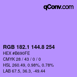 カラーコード: RGB 182.1 144.8 254 | qconv.com