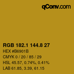 カラーコード: RGB 182.1 144.8 27 | qconv.com