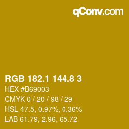 カラーコード: RGB 182.1 144.8 3 | qconv.com