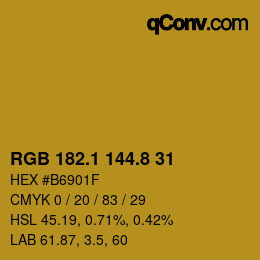 カラーコード: RGB 182.1 144.8 31 | qconv.com