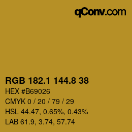 カラーコード: RGB 182.1 144.8 38 | qconv.com