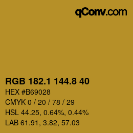 カラーコード: RGB 182.1 144.8 40 | qconv.com