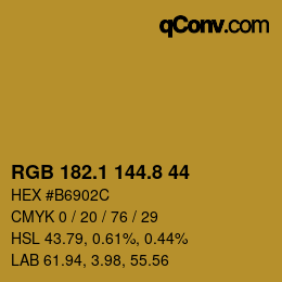 Color code: RGB 182.1 144.8 44 | qconv.com
