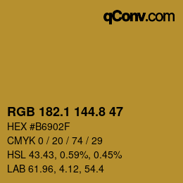Color code: RGB 182.1 144.8 47 | qconv.com