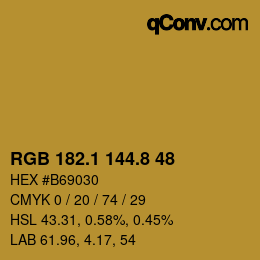 カラーコード: RGB 182.1 144.8 48 | qconv.com