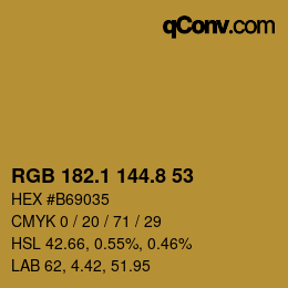 カラーコード: RGB 182.1 144.8 53 | qconv.com