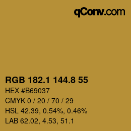カラーコード: RGB 182.1 144.8 55 | qconv.com