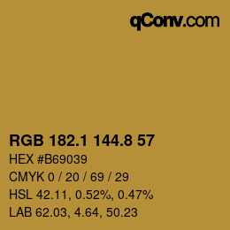 Farbcode: RGB 182.1 144.8 57 | qconv.com