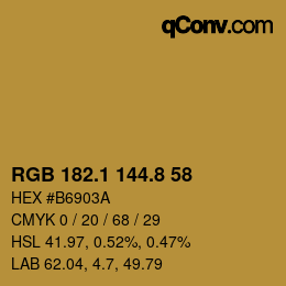 カラーコード: RGB 182.1 144.8 58 | qconv.com