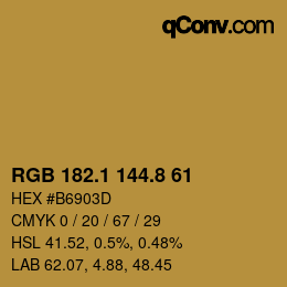 カラーコード: RGB 182.1 144.8 61 | qconv.com